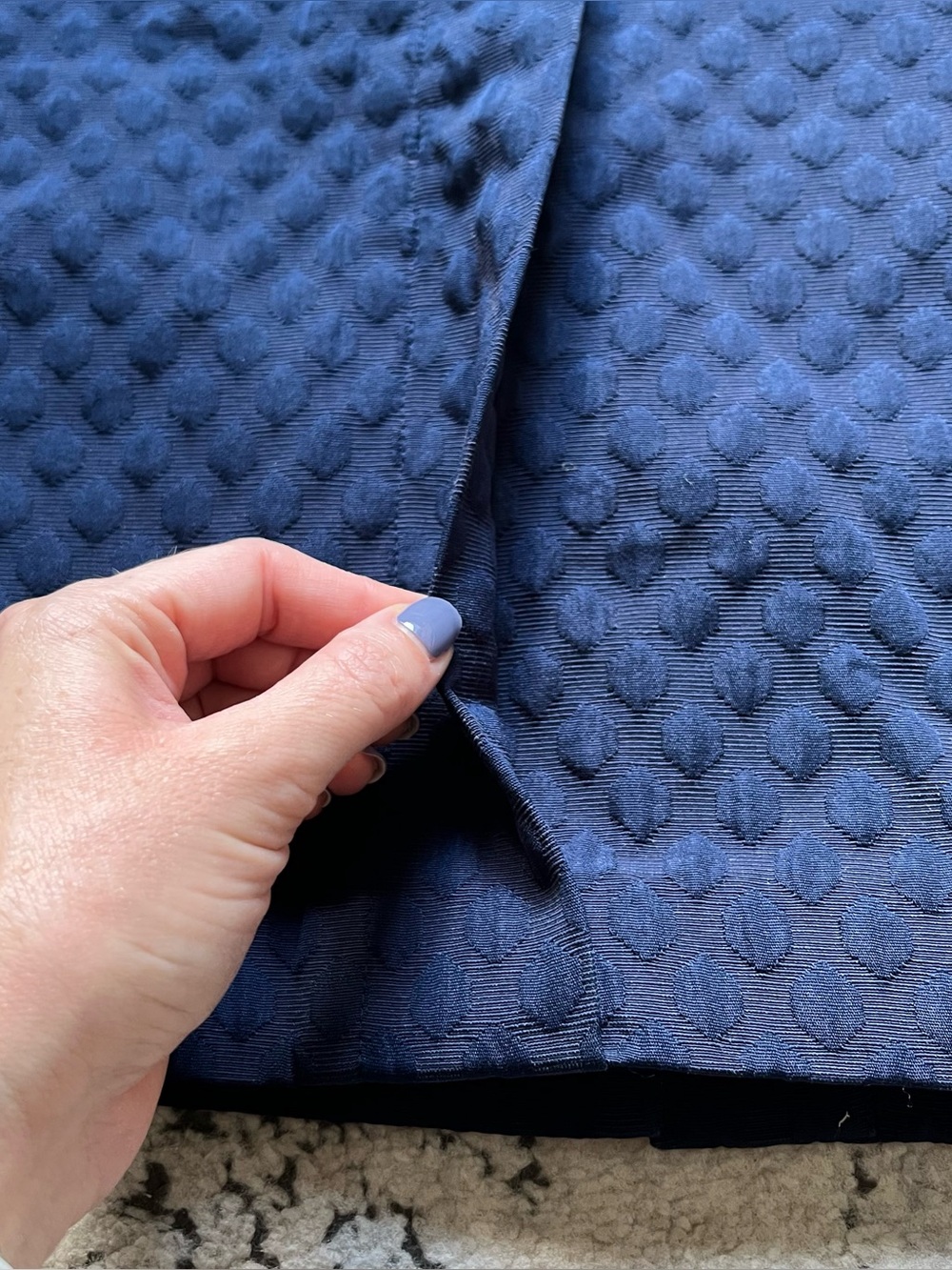 Talbots Quilted Dot Pattern Navy Blue Pencil Skirt Size 2 Petite - Picture 2 of 10